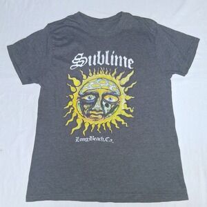 Sublime Band T-Shirt Mens Small Heather Charcoal Grey Sun Logo Long Beach Ca Tee
